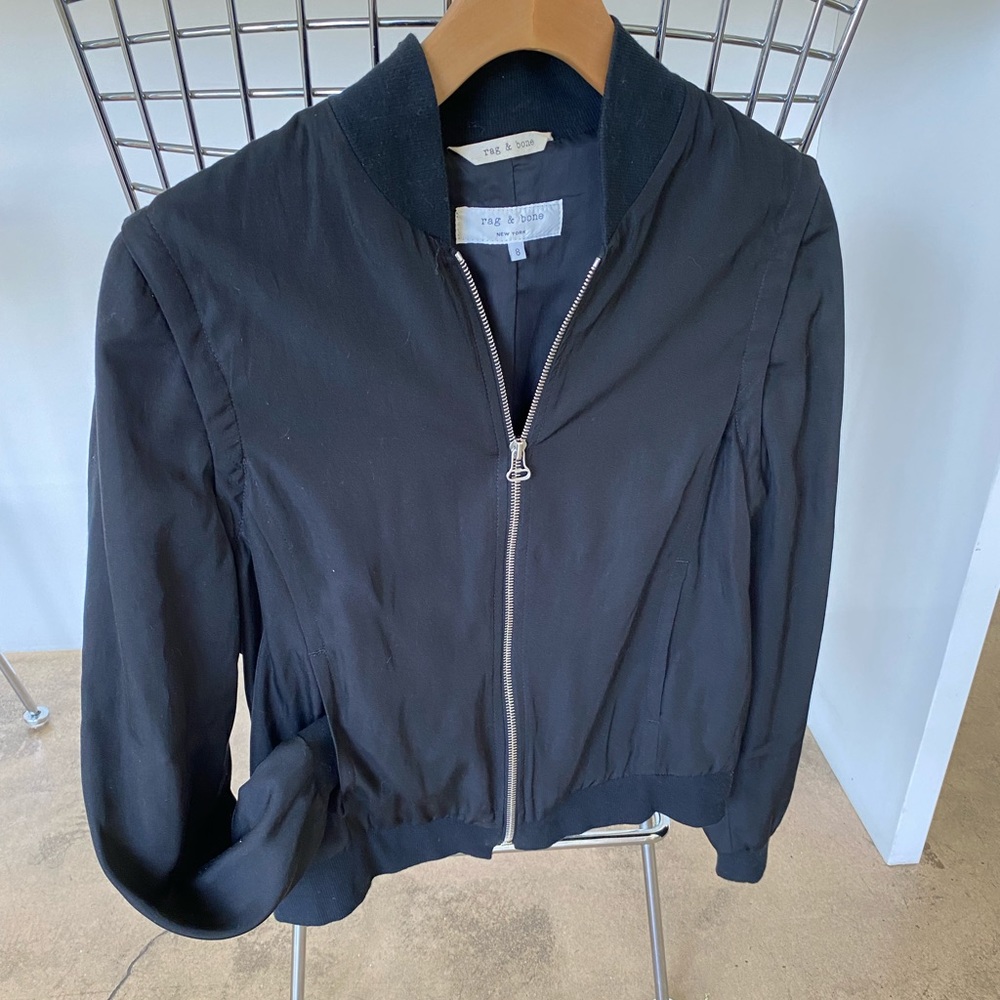 Rag and Bone silk and cotton Bomber jacket .Convertible to be a vest .